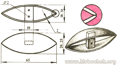 Чертеж челнока для плетения в технике фриволите