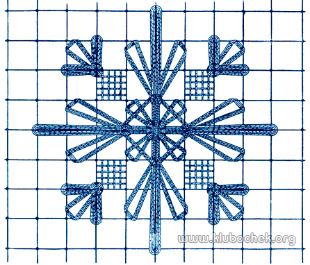 Фигурка из лапок и клеток, заполненных полотняным швом