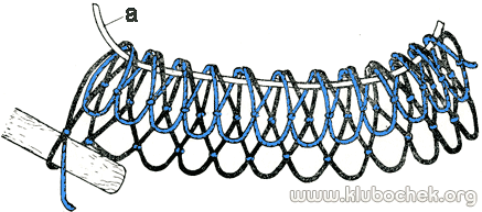 Плетение первой петли нового ряда