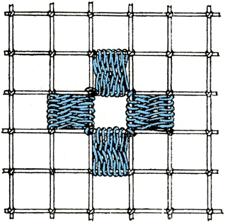 Шов настил с обвивкой в горизонтальном и вертикальном направлении