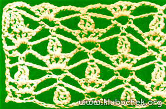 Образец ажурной вязки с бугорками