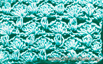 Образец ажурной вязки с бугорками