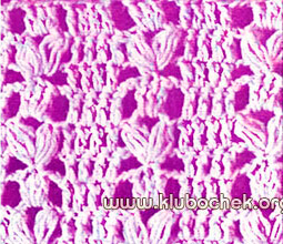 Образец ажурной вязки с бугорками