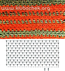 Образец разноцветного вязания крючком