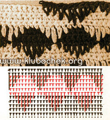 Образец разноцветного вязания крючком