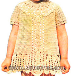 Детское ажурное платье с короткими рукавами / www.klubochek.org