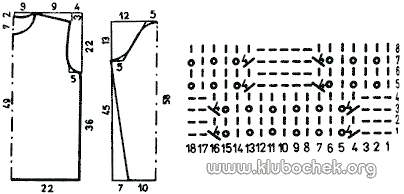 Ажурный джемпер с воротником-«хомут», выкройка и схема узора - www.klubochek.org