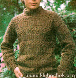 Мужской джемпер с узором «елочка» - www.klubochek.org