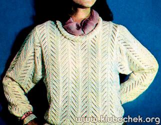 Ажурный джемпер с узором елочкой - www.klubochek.org