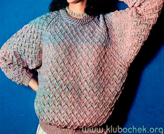 Ажурный джемпер с узором плетенкой - www.klubochek.org