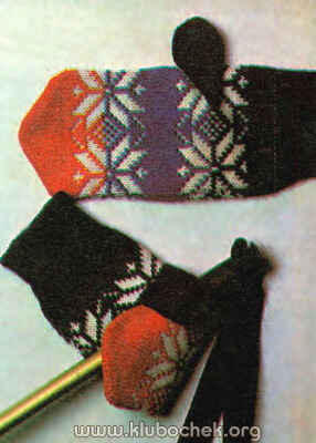Варежки с узором «снежинки» - www.klubochek.org