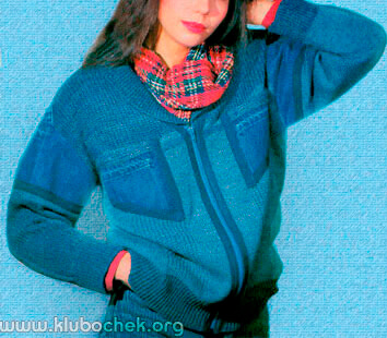Кофта с вставками из джинсовой ткани - www.klubochek.org