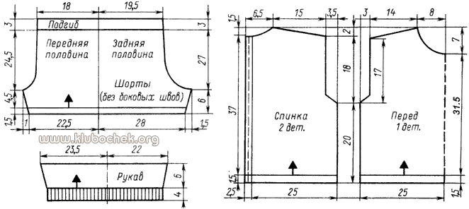 Летний костюм: жакетик и шорты. Выкройка - www.klubochek.org